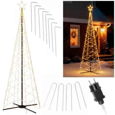 LED svetelná dekorácia - Vianočný stromček, 840 LED, teplá biela + záblesky