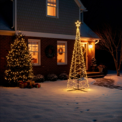 LED svetelná dekorácia - Vianočný stromček, 840 LED, teplá biela + záblesky