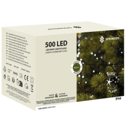 LED svetelná reťaz - 41,5m, 500LED, IP44, studená biela + záblesky