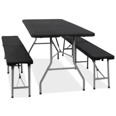 Pivný set pre 8 osôb 180x75 cm SPRINGOS GF0098 čierny