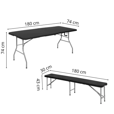 Pivný set pre 8 osôb 180x75 cm SPRINGOS GF0098 čierny