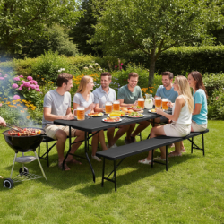 Pivný set pre 8 osôb 180x75 cm SPRINGOS GF0098 čierny