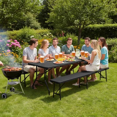 Pivný set pre 8 osôb 180x75 cm SPRINGOS GF0098 čierny