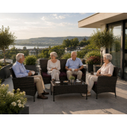 Ratanový set záhradného nábytku SPRINGOS ALABAMA 4 hnedý