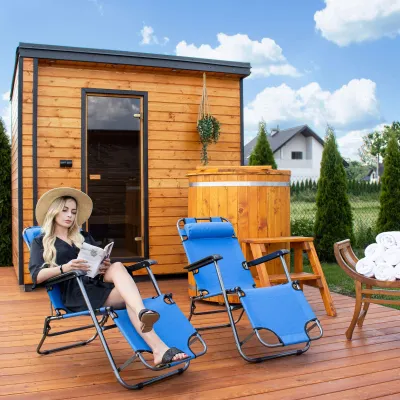Záhradné polohovacie kreslo SPRINGOS RELAX svetlo modré