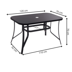 Záhradný stôl 120x70 SPRINGOS TOSCANA GF0077 čierny