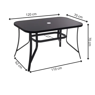 Záhradný stôl 120x70 SPRINGOS TOSCANA GF0077 čierny