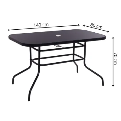Záhradný stôl 140x80 cm SPRINGOS TOSCANA GF0081 čierny