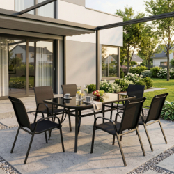 Záhradný stôl 150x90 cm SPRINGOS TOSCANA BLACK čierny