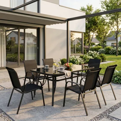 Záhradný stôl 150x90 cm SPRINGOS TOSCANA BLACK čierny