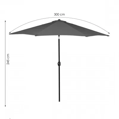Záhradný slnečník 290 cm, tmavo šedý SPRINGOS SUNNY GU00200