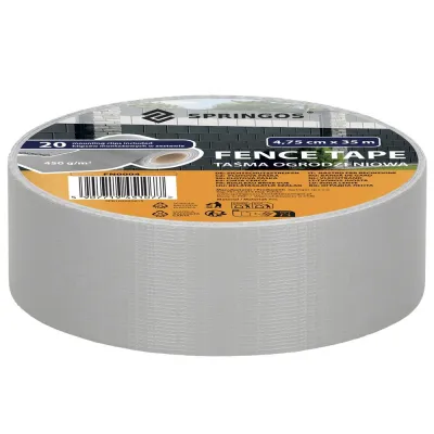 Plotová páska 4,75 cm x 35m + spony SPRINGOS FN0004 svetlo šedá