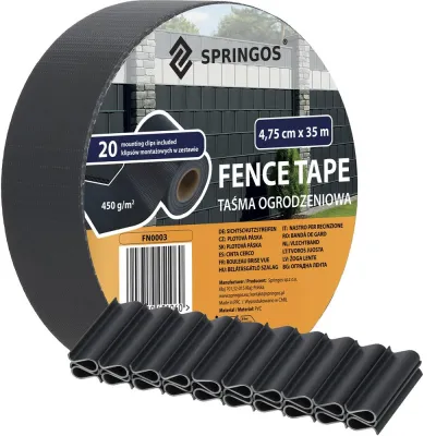 Plotová páska 4,75 cm x 35 m + spony SPRINGOS FN0003 antracitová