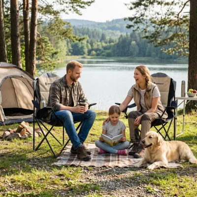 Kempingové kreslo SPRINGOS COSTA PREMIUM XXL béžovo-čierne