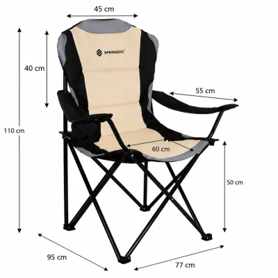 Kempingové kreslo SPRINGOS COSTA PREMIUM XXL béžovo-čierne