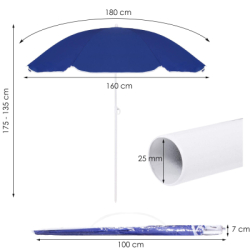 Záhradný slnečník 160 cm, modrý SPRINGOS VIVA BU0022