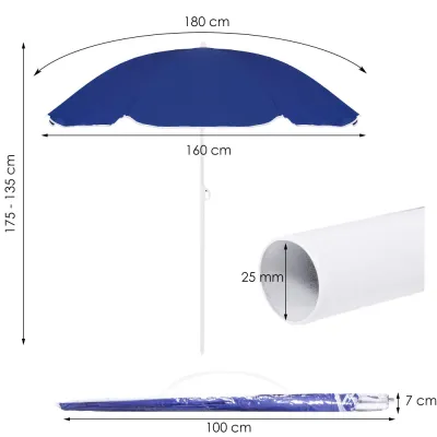 Záhradný slnečník 160 cm, modrý SPRINGOS VIVA BU0022