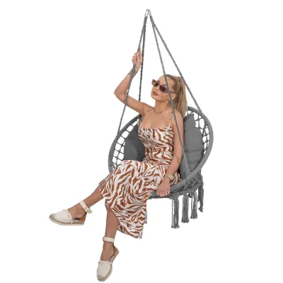 Záhradná hojdačka s vankúšom 60 cm, tmavo šedá SPRINGOS SPR0046