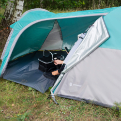 Turistický stan pre 3 osoby SPRINGOS ELYSE šedo-modrý