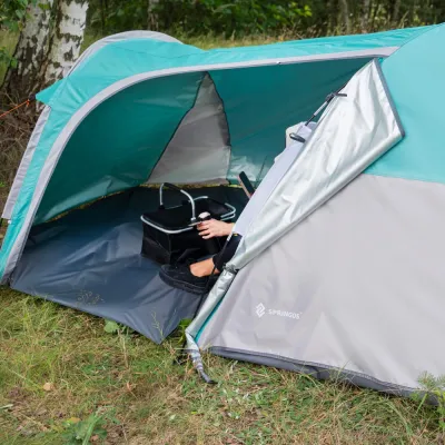 Turistický stan pre 3 osoby SPRINGOS ELYSE šedo-modrý
