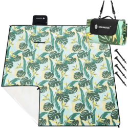 Pikniková deka 200x200 SPRINGOS PM052 zelená s listami
