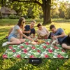 Pikniková deka 200x200 cm, zeleno-červená SPRINGOS FLOWERS