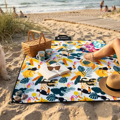 Pikniková deka 200x150 cm, tropický vzor SPRINGOS PM042