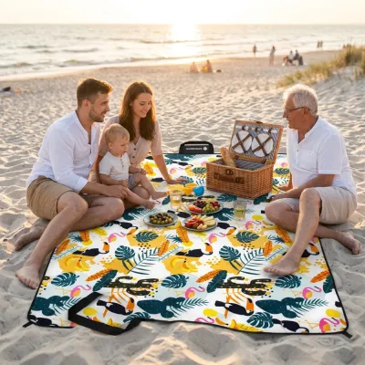 Pikniková deka 200x200 cm, tropický vzor SPRINGOS PM043