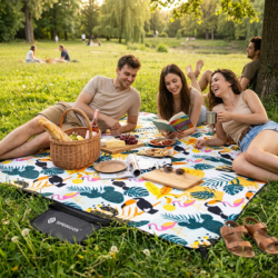 Pikniková deka 200x200 cm, tropický vzor SPRINGOS PM043