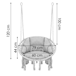 Závesné kreslo s vankúšom 60 cm, svetlo šedá SPRINGOS SPR0045
