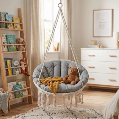 Závesné kreslo s vankúšom 60 cm, krémová SPRINGOS SPR0043