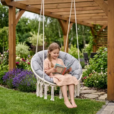 Závesné kreslo s vankúšom 60 cm, krémová SPRINGOS SPR0043