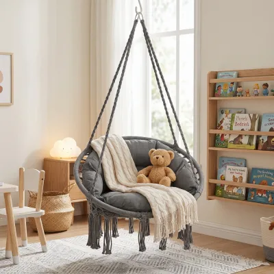 Závesné kreslo s vankúšom 60 cm, tmavo šedá SPRINGOS SPR0046