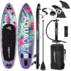 Nafukovací paddleboard / SUP o rozmeroch 320x81x15 cm a nosnosti 150 kg. Typ univerzálny allround, vhodný na rekreačnú jazdu, pohodové výlety, začiatočníkov i plavbu s dieťaťom alebo psom. Ponúka stabilnú dvojvrstvovú konštrukciu Dropstitch WDT, protišmykovú EVA penu, 3 plutvy, bungee popruhy, úchyt na akčnú GO kameru a kompletnú výbavu vrátane 3dielneho pádla.
