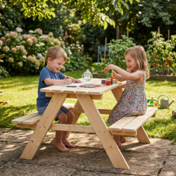 Detský piknikový stôl s lavicami 90 cm DECHLAND Mini Picnic