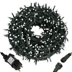 LED svetelná reťaz - 17,5m, 300LED, 8 funkcií, IP44, studená biela