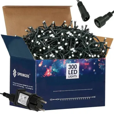 LED svetelná reťaz - 17,5m, 300LED, 8 funkcií, IP44, studená biela