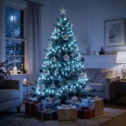 LED svetelná reťaz - 17,5m, 300LED, 8 funkcií, IP44, studená biela