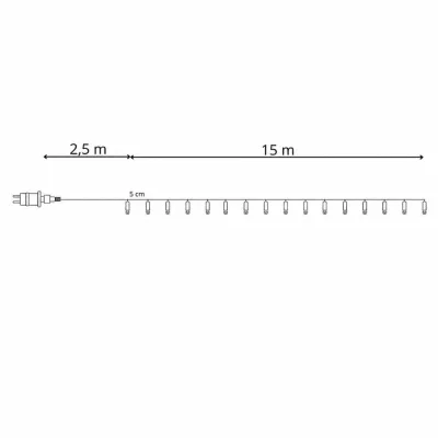 LED svetelná reťaz - 17,5m, 300LED, 8 funkcií, IP44, studená biela