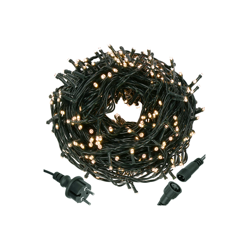 LED svetelná reťaz - 25,5m, 300LED, IP44, teplá biela