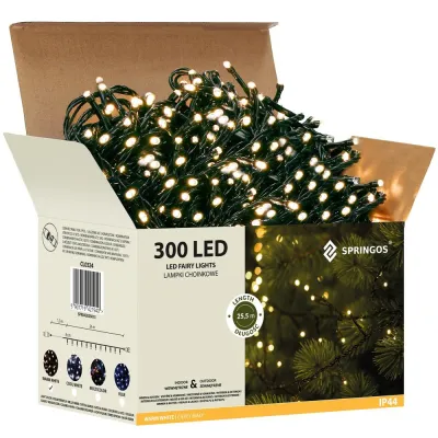 LED svetelná reťaz - 25,5m, 300LED, IP44, teplá biela