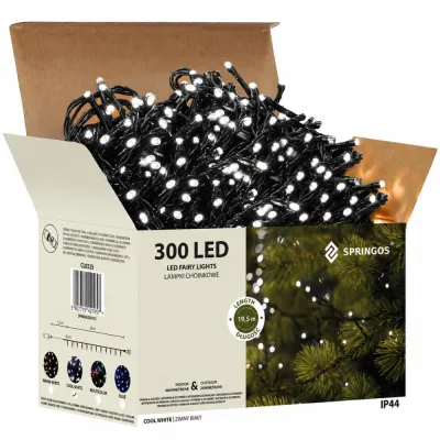 LED svetelná reťaz - 19,5m, 300LED, IP44, studená biela