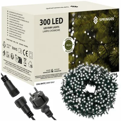 LED svetelná reťaz - 19,5m, 300LED, IP44, studená biela