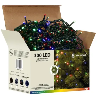 LED svetelná reťaz - 25,5m, 300LED, IP44, multicolor