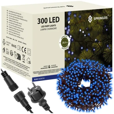 LED svetelná reťaz - 25,5m, 300LED, IP44, modrá