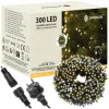 LED svetelná reťaz - 25,5m, 300LED, IP44, teplá biela + záblesky