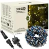 LED svetelná reťaz - 25,5m, 300LED, IP44, studená biela + záblesky