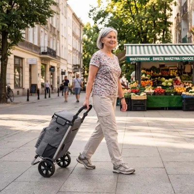 Nákupná taška na kolieskach 42 l SPRINGOS HA7585 sivá