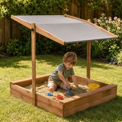 Detské pieskovisko so strieškou 120x120 cm DECHLAND Smart Sun 120DI hnedé