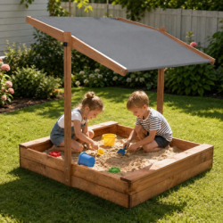 Detské pieskovisko so strieškou 120x120 cm DECHLAND Smart Sun 120DI hnedé